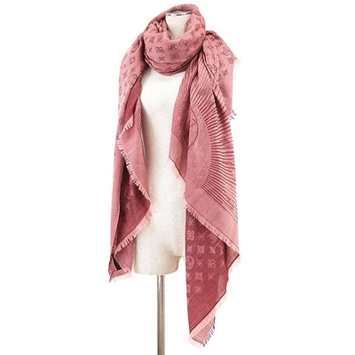 LOUIS VUITTON Estola Chal Monograma LV Logo 100% Cachemira Unisex Borgoña R98780 Foto 1 de 4