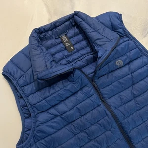 Mountain Hardwear Mt. Eyak 600 Fill Full Zip Duck Down Vest Logo Blue Men Medium - Picture 1 of 9