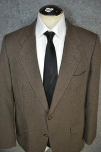 VTG Patagonia Blazer Jacket Mens 44R Brown Sport Coat Herringbone Made Hong Kong - Picture 1 of 24