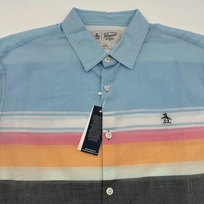 Original Penguin Men's Short Sleeve Striped Button Up Shirt Multicolor OCWM0038 - Image 1 of 4