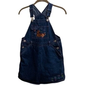 Vintage Y2K Scooby Doo Denim Jean Jumper Dress Shortall Size 7/8 Cotton Floral - Picture 1 of 13