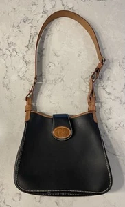 Vintage 1990's Dooney & Bourke All Weather Leather Navy Carrier Satchel Bag - Picture 1 of 12