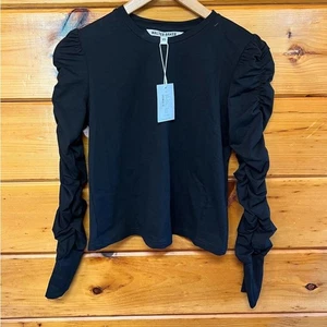 Neu mit Etikett Walter Baker Anthropology gerafftes langärmliges schwarzes Oberteil XS - Bild 1 von 4