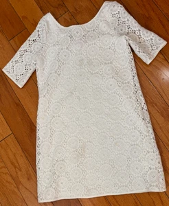 LILLY PULITZER white lace 1/2 sleeve  lined dress girls M - Picture 1 of 2