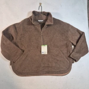 Suéter Diseño Alpino Para Mujer 2XL Marrón Tejido Manga Larga Invierno 1/2 Cremallera Pullover - Imagen 1 de 12