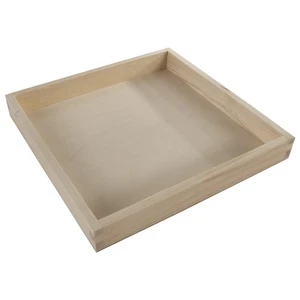Decorative Square Pine Display Shallow Box 25x25x3cm Wood Trinket Plate Tray - Picture 1 of 7