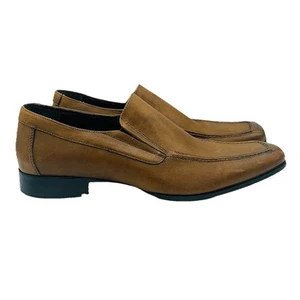 Gordon Rush Shoes Mens Size 10.5 Brown Cody Leather Dress Slip On Heeled Oxfords - Picture 1 of 12