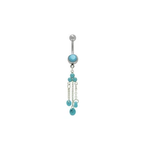 Dangling Stone Belly Button Barbell Ring Navel Jewelry 14G - Picture 1 of 1