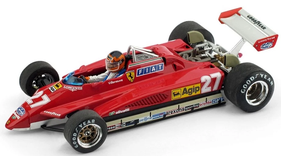 FERRARI 126C 2 G.VILLENEUVE 1982 N.27 2nd S.MARINO GP W/PILOTE 1:43 R267CH BRUMM - Immagine 1 di 1
