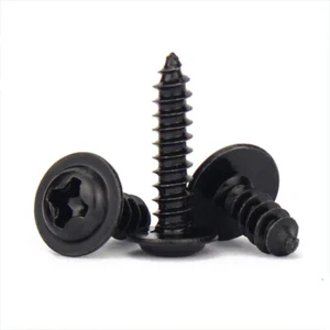 Black Zinc Self Tapping Screws M1.2 - M4 Round Head Flat Phillips Small Bolts - Picture 1 of 7