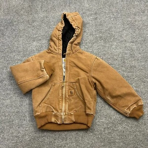 Carhartt YYJ130 BRN Canvas Quilted Lined Jacket Brown Youth Size XS (4/5) - Picture 1 of 8