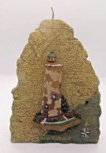7" North Carolina Shaped Candle Featuring Bald Head N C Lighthouse - Picture 1 of 5