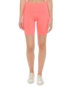 $50 Calvin Klein Performance High-Waist Side-Pocket Bike Shorts Orange Small - Picture 1 of 1