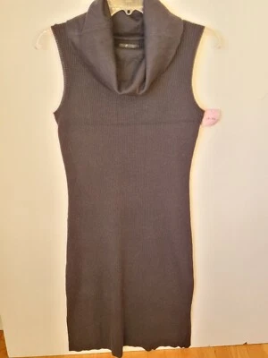 全新 Nordstrom 法国大号黑色高领无袖毛衣连衣裙 针织 棉 — 第 1/3 张图片