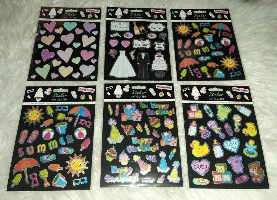 Sticker / Aufkleber mit Glitzer - Fotoalbum Gästebuch Hochzeit Geburt - NEU - - Bild 1 von 1
