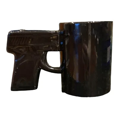 Gun Mug Coffee Cup by BigMouth Inc Black Pistol Grip Ceramic Novelty - Image 1 of 4