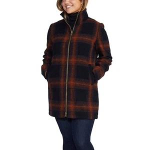 Pendleton Ladies' Wool Blend Walker Coat ( Navy Copper Plaid, Large) - Picture 1 of 5