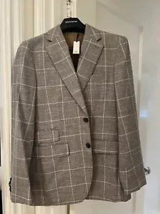 BANANA REPUBLIC Bixby Italian Plaid Suit Jacket Men's Size 36S Taupe - Picture 1 of 5