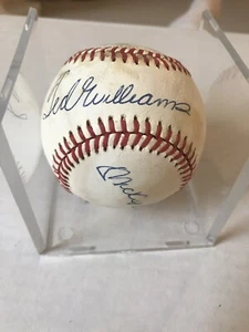 Baseball firmato Mickey Mantle/Ted Williams ONL marrone, con tonalità senza certificato di autenticità leggi descrizione - Foto 1 di 8