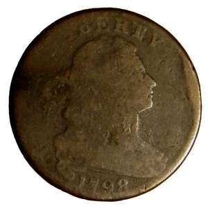 1798 DRAPED BUST LARGE CENT, GOOD ~ ORIGINAL WITH FULL DATE & DECENT REVERSE - Picture 1 of 5