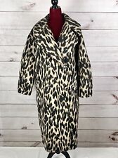 Topshop Women’s Idol Leopard Print Maxi Coat Sz M Black Tan