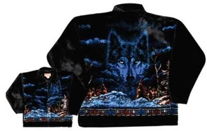 Black Mountain Mystic Wolf Ultra Plush Fleece Wolves Jacket  XS - 2X New - Picture 1 of 1