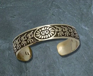 Zuni Armreif   Kokopelli mit Zuni Sonne   925/000 Silber   Handarbeit - Picture 1 of 3