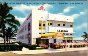 MIAMI BEACH, FLORIDA - HOTEL STANTON - ARQUITECTURA DECO VINTAGE POSTAL DE LINO - Imagen 1 de 2