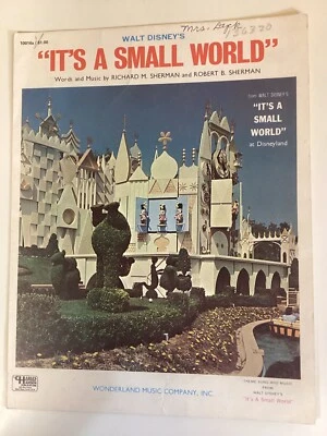 Partituras vintage de recuerdo de parque temático Disneyland 1963 "It's a Small World" Foto 1 de 4