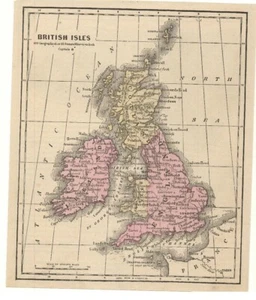 Antiguo mapa de Islas Británicas de 1873 - Imagen 1 de 1