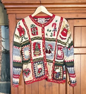 Vintage Heirloom Collectibles Sweater Cardigan Embellished Country Christmas - Picture 1 of 6