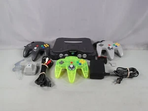 Nintendo 64 Console W/ 3 Controllers , Cords And Rumble Pak - Picture 1 of 16