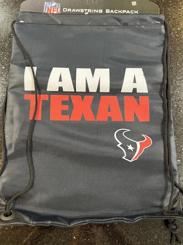 Houston Texans I Am A Texan NFL Slogan Drawstring Backpack Team Logo Foco Cover