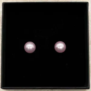 QVC Honora Pink 11mm Real Cultured Pearl Stud Earrings Stainless Steel Gift Box - Picture 1 of 7