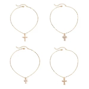 Crucifix Pendant Necklace with Shimmering Zirconia Accessory for Everyday Wear - Picture 1 of 12