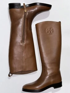 Tory Burch Tall The Riding Boots 8.5 Milano Mezzo Becerro Palisandro Cuero Marrón - Imagen 1 de 8