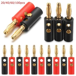 20/40/60 Gold Plated Audio Speaker Wire Cable Banana Plug 4mm Connector Adapter  - Picture 1 of 11