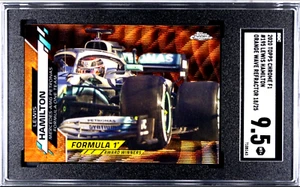 2020 TOPPS CHROME F1 #195 LEWIS HAMILTON #/25 ORANGE REFRACTOR SGC 9.5 POP 1 SSP - Picture 1 of 3