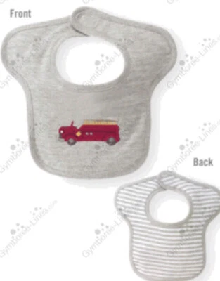 NEW! Infants Gymboree LITTLE FIRE TRUCK Gray/White Reversible feeding BIB 2004 - Image 1 of 3