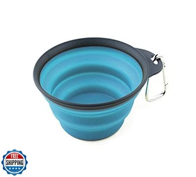 Taza de viaje plegable Dexas Popware para mascotas, pequeña, gris/azul Foto 1 de 4