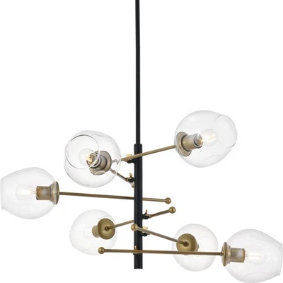 Elegante Lámpara Iluminación LD5053D32 Paragon 6 Luces 32"W - Negro Mate/Latón Foto 1 de 4