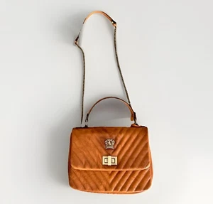 Bolso de cuero italiano Pratesi Firenze bolso coñac asa y cadena para el hombro limpio - Imagen 1 de 23