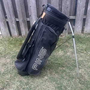 Ping Karsten Vintage Golf Stand Bag Dual Straps 4 Way Divider Black USA - Picture 1 of 10