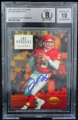 Skybox Premium #75 Joe Montana 1994 automático San Francisco 49ers BGS autógrafo 10 Foto 1 de 4