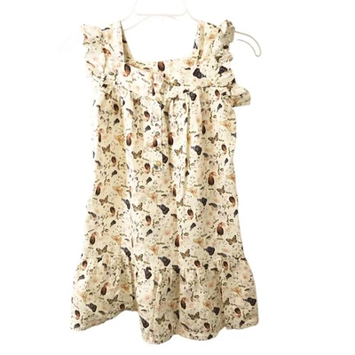 Unbranded Girls' Linen Butterfly Bird Ruffle Cap Sleeve Dress Size 8 - Image 1 of 4