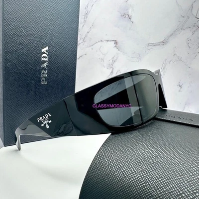 Gafas de sol PRADA 60 mm envolventes negras plateadas símbolo logotipo AUTÉNTICAS para hombre nuevas Prada Foto 1 de 4