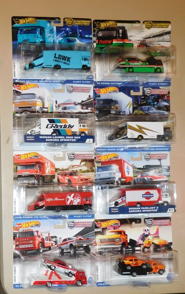 Hot Wheels - Team Transport - Lot of 8 - w/ Honda, Nissan & Volkswagen - image 1 of 1