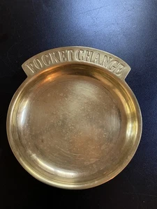 Vintage Messing Münzdose Schmuckschale Kommode Tablett "Taschenwechselgeld" 5" - Bild 1 von 3