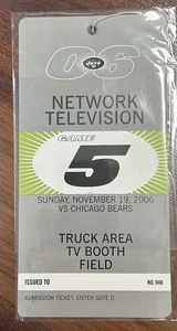 New York Jets Vs Bears 2006 pase credencial boleto de campo talón televisión televisión - Imagen 1 de 2
