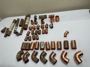 Copper Pipe Fittings Plumbing Elbows New & Old Stock Various 3+ Pounds - Picture 1 of 13